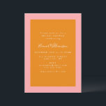 Invitation Fête des mariées géométrique moderne rose et orang<br><div class="desc">Invitation de douche nuptiale moderne géométrique rose et orange</div>