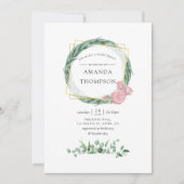 Invitation Fête des mariées géométrique Rose Eucalyptus aquar (Devant)