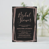 Invitation Fête des mariées géométrique Rose noir (Debout devant)