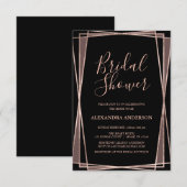 Invitation Fête des mariées géométrique Rose noir (Devant / Derrière)