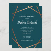 Invitation Fête des mariées géométrique Rose turquoise (Devant / Derrière)