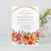 Invitation Fête des mariées géométrique rouge foncé orange (Debout devant)