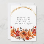 Invitation Fête des mariées géométrique rouge foncé orange (Dos)