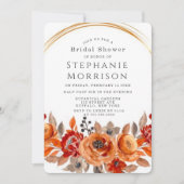 Invitation Fête des mariées géométrique rouge foncé orange (Devant)