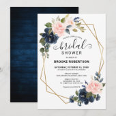 Invitation Fête des mariées géométrique rousse de la marine e (Devant / Derrière)