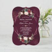 Invitation Fête des mariées géométrique royale bordeaux (Debout devant)