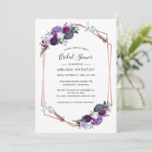 Invitation Fête des mariées géométrique Script Floral Violet (Debout devant)