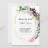 Invitation Fête des mariées géométrique Succulente par courri (Devant)