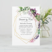 Invitation Fête des mariées géométrique Succulente par courri (Debout devant)