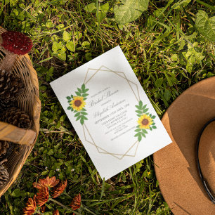Invitation Fête des mariées géométrique tournesol