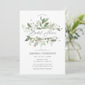 Invitation Fête des mariées géométrique verte (Debout devant)