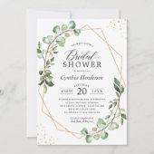 Invitation Fête des mariées géométrique verte Eucalyptus Gold (Devant)