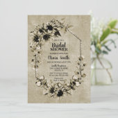 Invitation Fête des mariées géométrique vintage de tournesol (Debout devant)