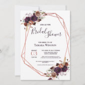 Invitation Fête des mariées géométrique violet Rose Floral (Devant)