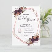 Invitation Fête des mariées géométrique violet Rose Floral (Debout devant)