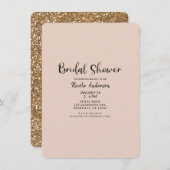 Invitation Fête des mariées Glam Parties scintillant or moder (Devant / Derrière)