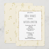 Invitation Fête des mariées Gold Abstrait Music Notes (Devant / Derrière)