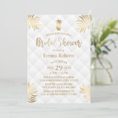 Invitation Fête des mariées Gold Ananas Élégant Tropical (Debout devant)