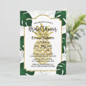 Invitation Fête des mariées Gold Ananas Marbre blanc tendance (Debout devant)