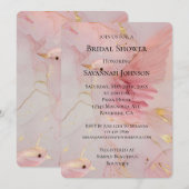 Invitation Fête des mariées Gold Blush Pink Birds (Devant / Derrière)