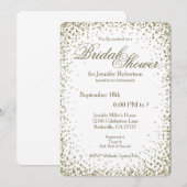 Invitation Fête des mariées | Gold Confetti (Devant / Derrière)