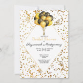 Invitation Fête des mariées Gold Confetti Streamers Modèle (Devant)