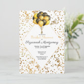 Invitation Fête des mariées Gold Confetti Streamers Modèle (Debout devant)