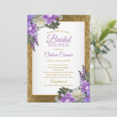 Invitation Fête des mariées - Gold Damask & Lavender Purple (Debout devant)