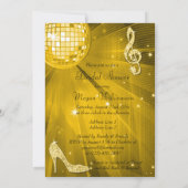Invitation Fête des mariées Gold Disco Ball and Sparkle Heels (Dos)