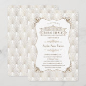 Invitation Fête des mariées Gold Fleur-de-lis Great Gatsby 20 (Devant / Derrière)