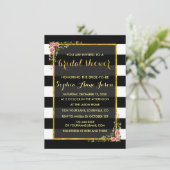 Invitation Fête des mariées Gold Foil Black Stripe (Debout devant)