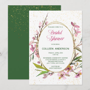 Invitation Fête des mariées Gold Frame en fleurs de cerisier