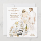 Invitation Fête des mariées Gold Magnolia Couples (Devant)