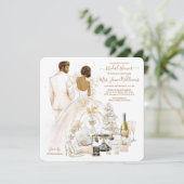 Invitation Fête des mariées Gold Magnolia Dark Bride (Debout devant)