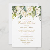 Invitation Fête des mariées Gold White Rose (Devant)