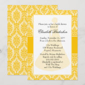 Invitation Fête des mariées Golden Poppy Damask (Devant / Derrière)