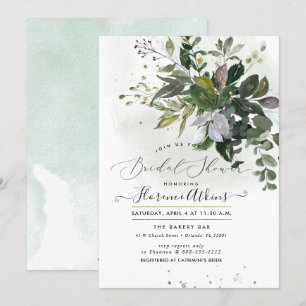Invitation Fête des mariées gomme bleu rustique Eucalyptus