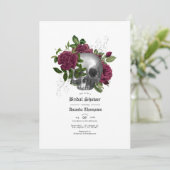 Invitation Fête des mariées gothique du crâne floral de Bourg (Debout devant)