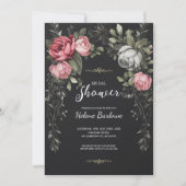 Invitation Fête des mariées gothique florale foncée (Devant)