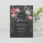 Invitation Fête des mariées gothique florale foncée (Debout devant)