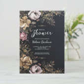 Invitation Fête des mariées gothique florale Moody foncé (Debout devant)