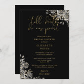 Invitation Fête des mariées Gothique Florale Noir Et Or (Devant / Derrière)