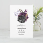 Invitation Fête des mariées gothique noire violet or (Debout devant)