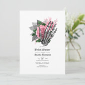 Invitation Fête des mariées gothique rose floral (Debout devant)