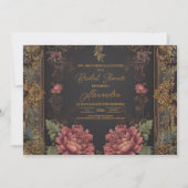 Invitation Fête des mariées gothique victorienne florale (Devant)