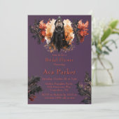 Invitation Fête des mariées gothique violet orange noire sorc (Debout devant)