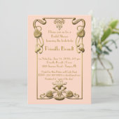 Invitation Fête des mariées, grand style Gatsby, rose (Debout devant)