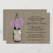Invitation Fête des mariées Grange bois Mason Jar Hydrangeas (Devant / Derrière)