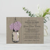 Invitation Fête des mariées Grange bois Mason Jar Hydrangeas (Debout devant)