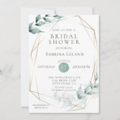 Invitation Fête des mariées | Grayed Jade Green Botanical (Devant)